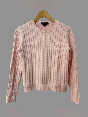 Lauren Ralph Lauren Pink Cotton Crew Neck Knit Sweater S